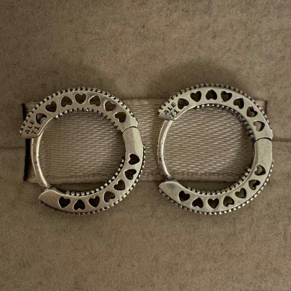 Pandora Pavé Heart Hoop Earrings